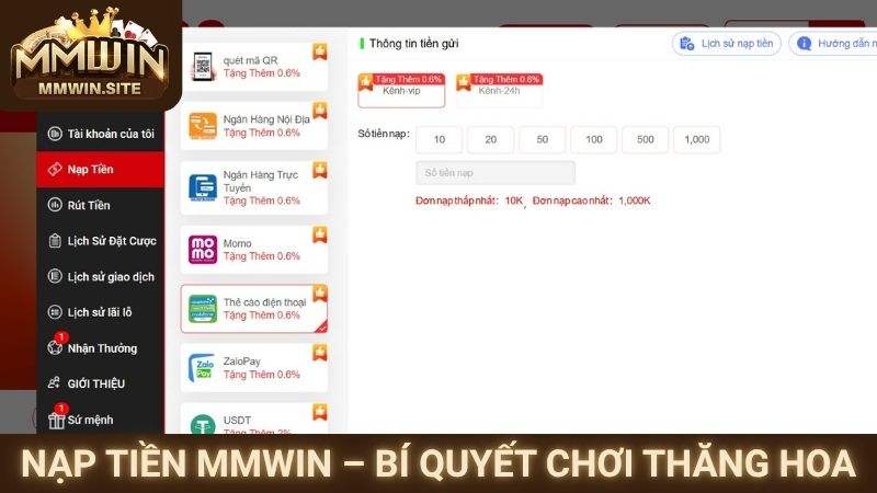 Nạp Tiền MMWIN 1 Nạp tiền MMWIN – Bí quyết chơi thăng hoa