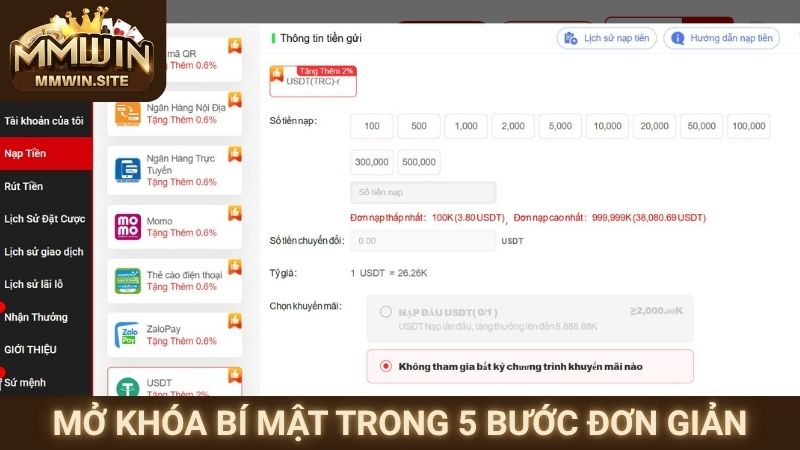Nạp Tiền MMWIN 2 Mở khóa bí mật trong 5 bước đơn giản