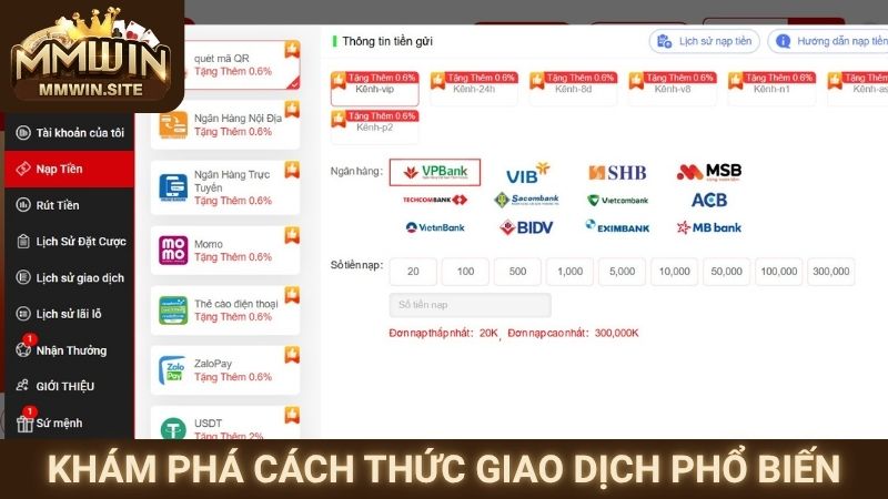 Nạp Tiền MMWIN 3 Khám phá cách thức giao dịch phổ biến